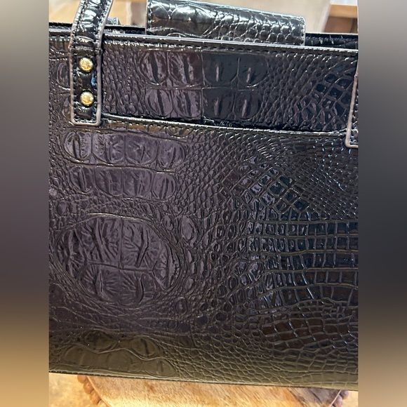 Vintage Anne Klein Black Crocodile-Embossed Tote - Picture 8 of 16